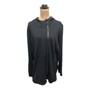 Torrid Active Asymmetrical Full Zip Hooded Jacket Plus Size 4 Black Thumb Holes.